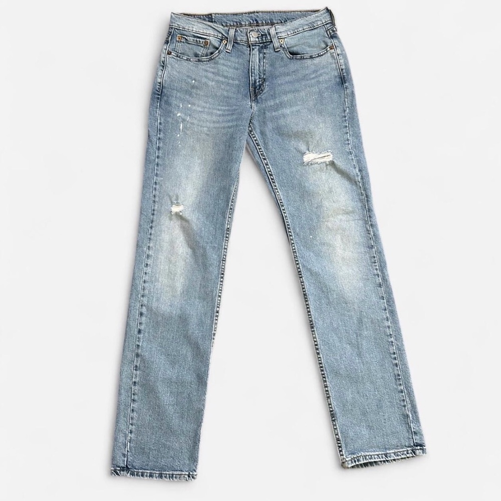 Levi's 514 Mens Light Blue Distressed Straight Leg Jeans 30x32 (31x31.5)